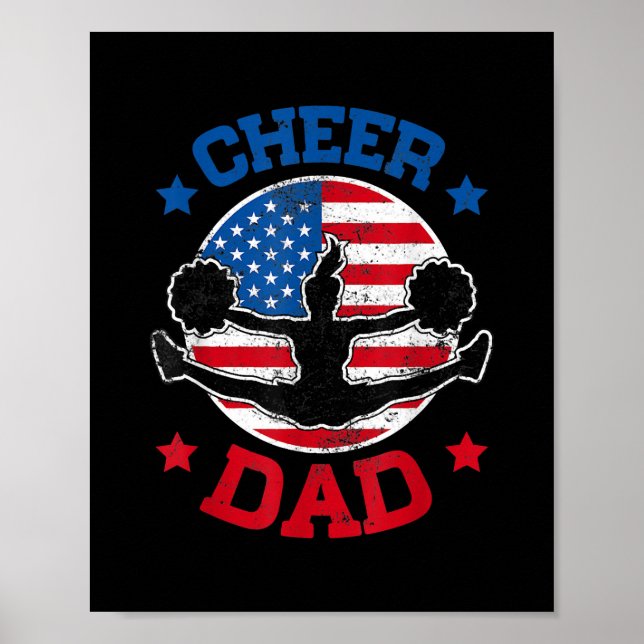 Cheer Dad Proud Fathers Day Cheerleading Girl Poster (Front)