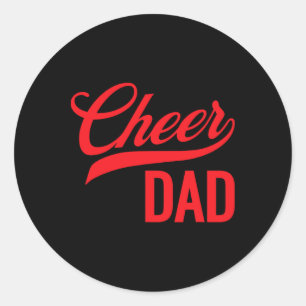 Cheer Dad Red And White Cheerleading Matching Pare Classic Round Sticker