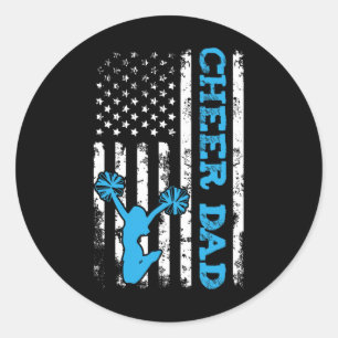 Cheer Dad Usa American Flag Cheerleader Dad Cheerl Classic Round Sticker