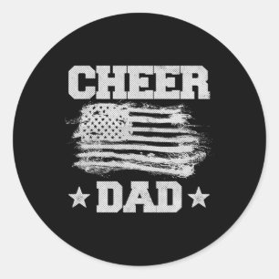Cheer Dad Vintage American Flag Father Cheerleader Classic Round Sticker