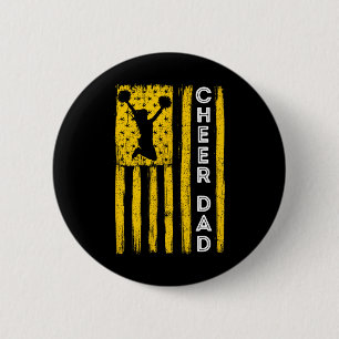 Cheer Dad Yellow Cheerleading Flag  6 Cm Round Badge