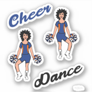 Cheer Dance Pom  Stickers (Blue  Orange)