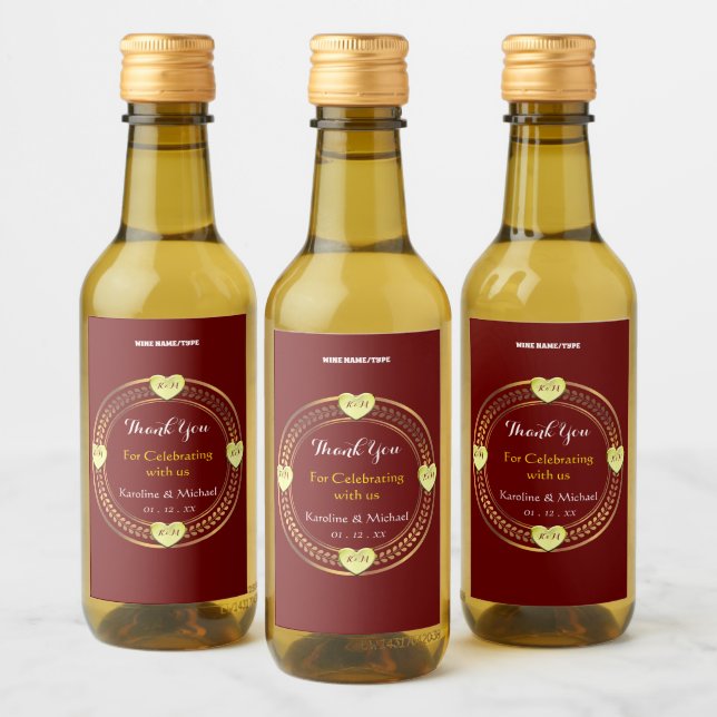 Cheer & Elegant Wedding Party Event Mini  Wine Label (Bottles)