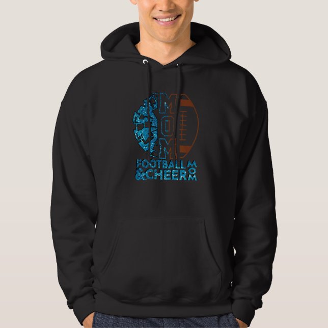 Cheer Football Cheerleading Mom Of Both Messy Bun  Hoodie (Front)