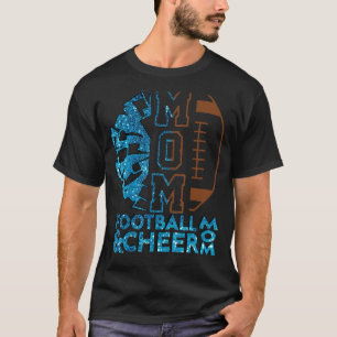 Cheer Football Cheerleading Mum Of Both Messy Bun  T-Shirt