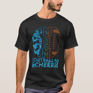 Cheer Football Cheerleading Mum Of Both Messy Bun  T-Shirt
