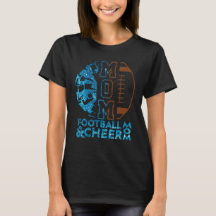 Cheer Football Cheerleading Mum Of Both Messy Bun T-Shirt