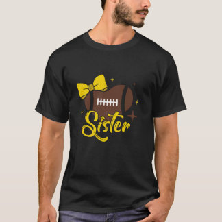 Cheer Football Sister Cute Football Coquette Bow W T-Shirt