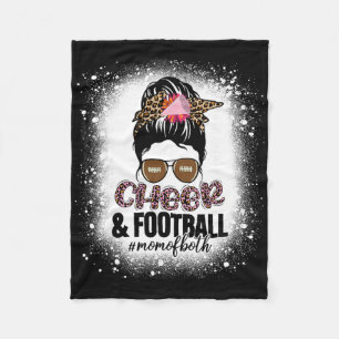 Cheer Footll Cheerleading Mum Of Both Messy Bun Bl Fleece Blanket
