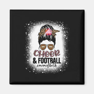 Cheer Footll Cheerleading Mum Of Both Messy Bun Bl Magnet