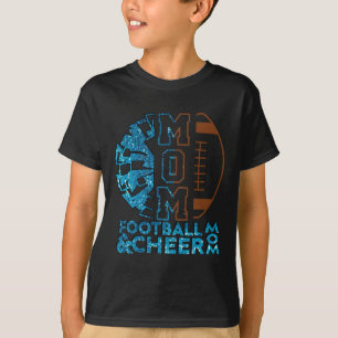 Cheer Footll Cheerleading Mum Of Both Messy Bun Bl T-Shirt