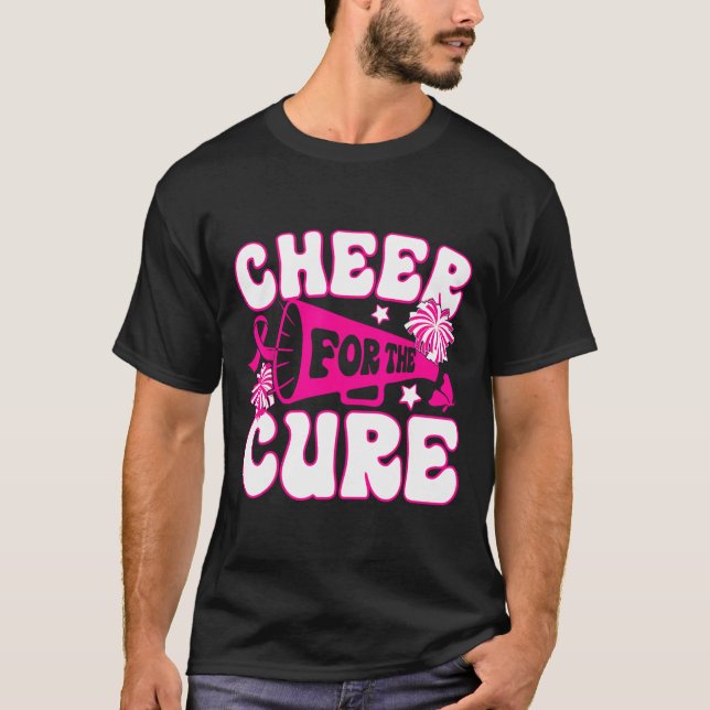 Cheer For A Cure Breast Cancer Awareness Cheerlead T-Shirt (Front)