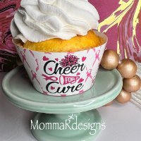 Cheer for a cure breast cancer cupcake wrapper