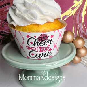 Cheer for a cure breast cancer cupcake wrapper