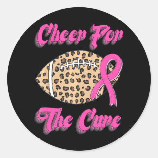 Cheer For A Cure Football Pink Ribbon Breast Classic Round Sticker