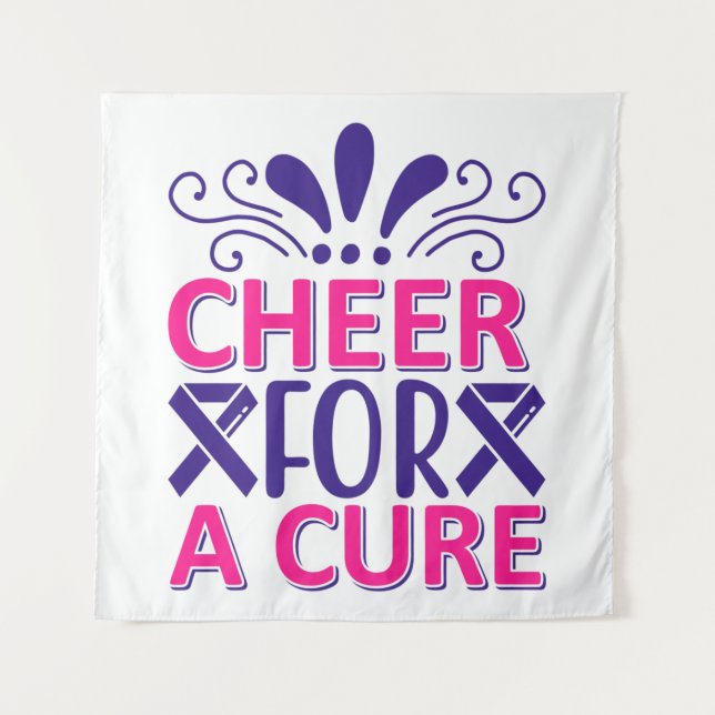 Cheer For A Cure Pink and Purple  Tapestry (Front)