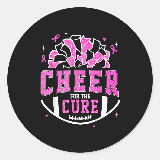 Cheer For The Breast Cancer Awareness Cheerleader  Classic Round Sticker (Front)