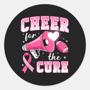 Cheer For The Cure Football Cheerleading Breast Ca Classic Round Sticker