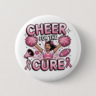 Cheer For The Cure Leopard Cheer Pink Football 6 Cm Round Badge