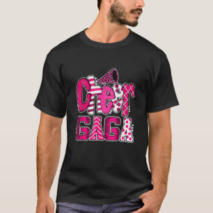 Cheer Gaga Biggest Fan Leopard Print And Pom Pom T-Shirt