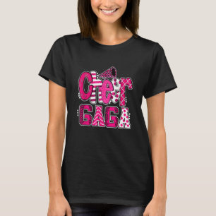 Cheer Gaga Biggest Fan Leopard Print And Pom Pom T-Shirt