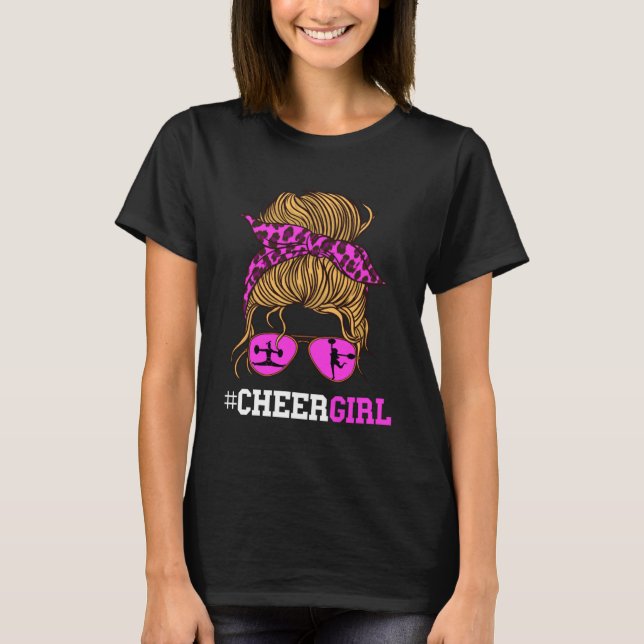 Cheer Girl Cheerleader Scarf Cheerleading Sunglass T-Shirt (Front)