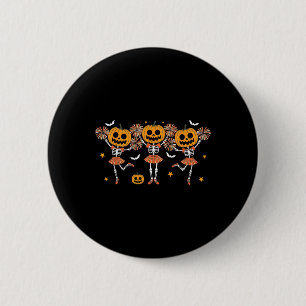 Cheer Girl Pumpkin Skeleton Halloween Girls Kids C 6 Cm Round Badge