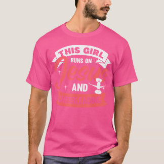 Cheer Girl This Girl Runs On Jesus And Cheerleadin T-Shirt