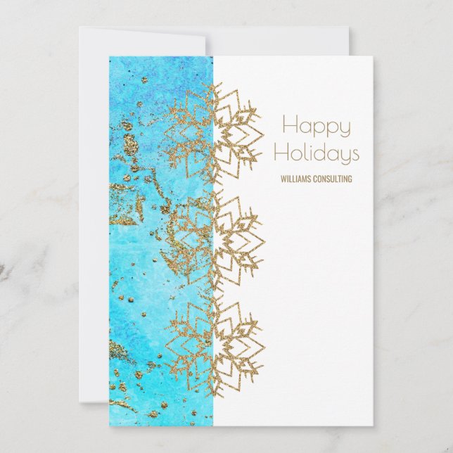 Cheer Gold and Watercolor Company Christmas Thank You Card (Front)