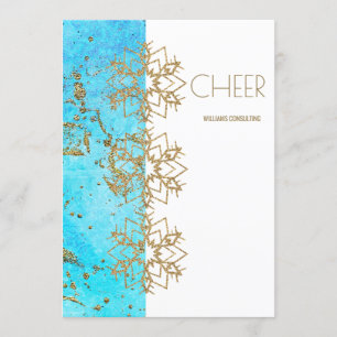 Cheer Gold and Watercolor Company Christmas Thank You Card