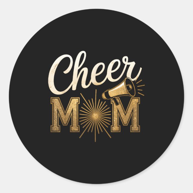 Cheer Gold Cheerleader Cheerleading Mom Game Day D Classic Round Sticker (Front)
