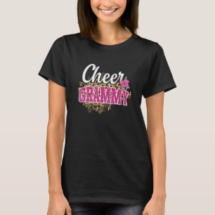 Cheer Grammy Biggest Fan Leopard Print And Pom Pom T-Shirt