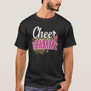 Cheer Grammy Biggest Fan Leopard Print And Pom Pom T-Shirt