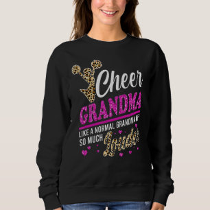 Cheer Grandma Biggest Fan Leopard Print And Pom Po Sweatshirt
