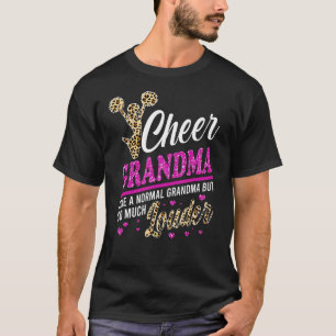 Cheer Grandma Biggest Fan Leopard Print And Pom Po T-Shirt