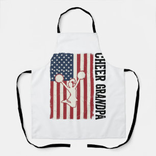 Cheer Grandpa Patriotic Vintage Flag Shirt Design_ Apron