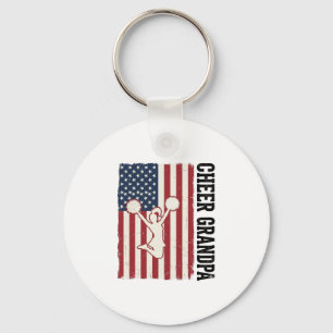 Cheer Grandpa Patriotic Vintage Flag Shirt Design_ Key Ring
