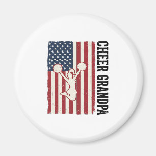 Cheer Grandpa Patriotic Vintage Flag Shirt Design_ Magnet