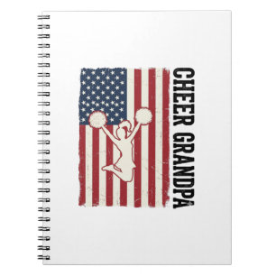 Cheer Grandpa Patriotic Vintage Flag Shirt Design_ Notebook