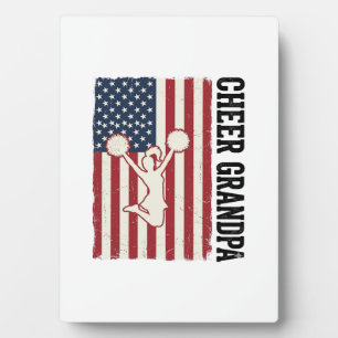 Cheer Grandpa Patriotic Vintage Flag Shirt Design_ Plaque