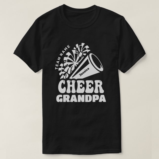 Cheer Grandpa with Custom Team Name & Kid's Name T-Shirt (Design Front)