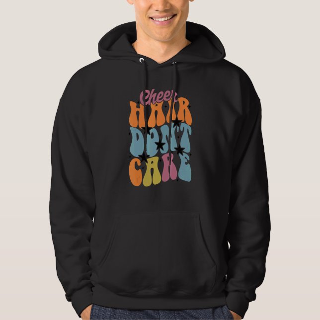 Cheer Hair Don't Care Cute Cheerleading Girls Hoodie (Front)