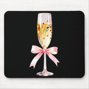 Cheer Happy New Year Coquette Bow Champagne New Ye Mouse Mat