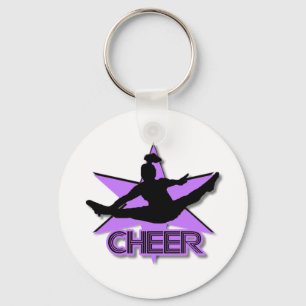 Cheer in purple key ring