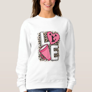 Cheer Love leopard print pink crew sweater