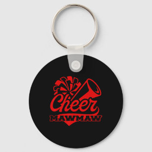 Cheer Mawmaw Biggest Fan Black And Red Pom Pom  Key Ring