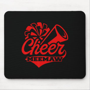 Cheer Meemaw Biggest Fan Black And Red Pom Pom Mouse Mat