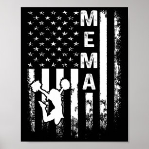Cheer Mema American Flag Cheerleading Cheerleader Poster