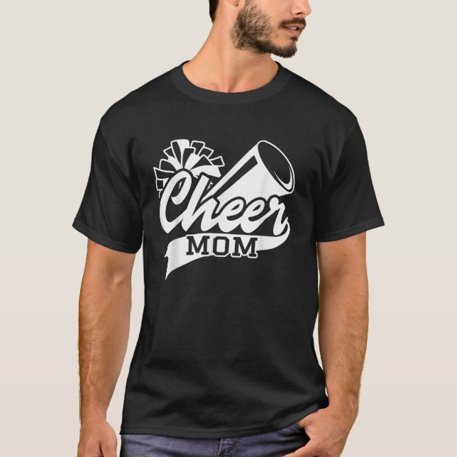 Cheer Mom Biggest Fan Cheerleader Pom Cheermom Cut T-Shirt (Front)