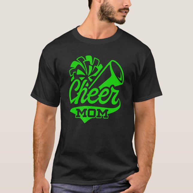 Cheer Mom Biggest Fan Leopard Print Black And Gree T-Shirt (Front)